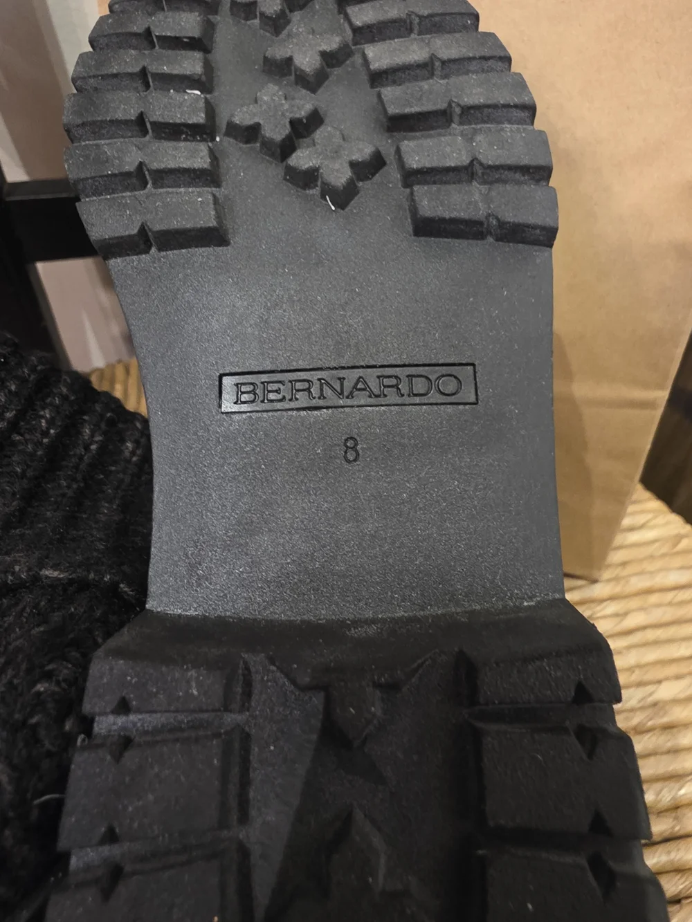Bernardo Black Knit-Cuff Chelsea Rain Boots - Picture 4 of 6